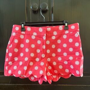 Crown & Ivy hot pink w/ white flowers, scalloped shorts, 12.